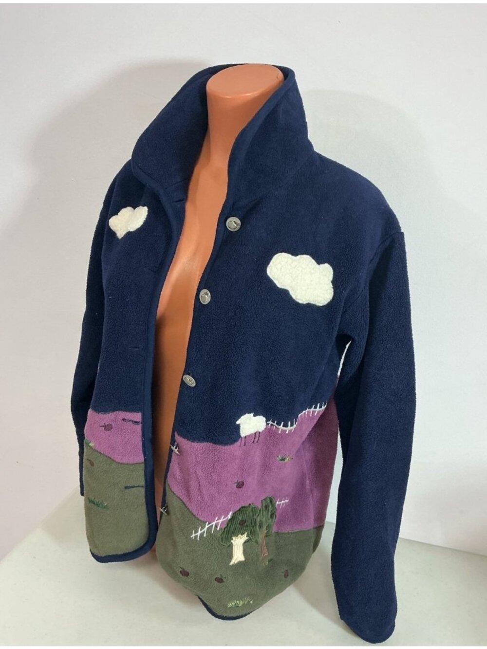 Northern Reflections Fleece Jacket Coat Vintage Farm Print Womens Small